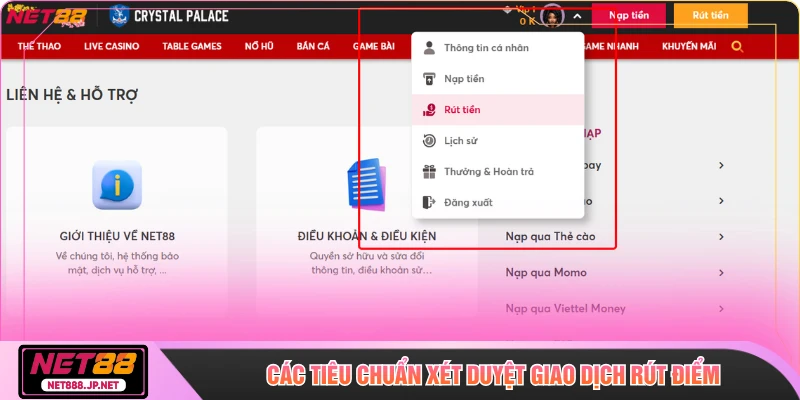 Các tiêu chuẩn xét duyệt giao dịch rút điểm